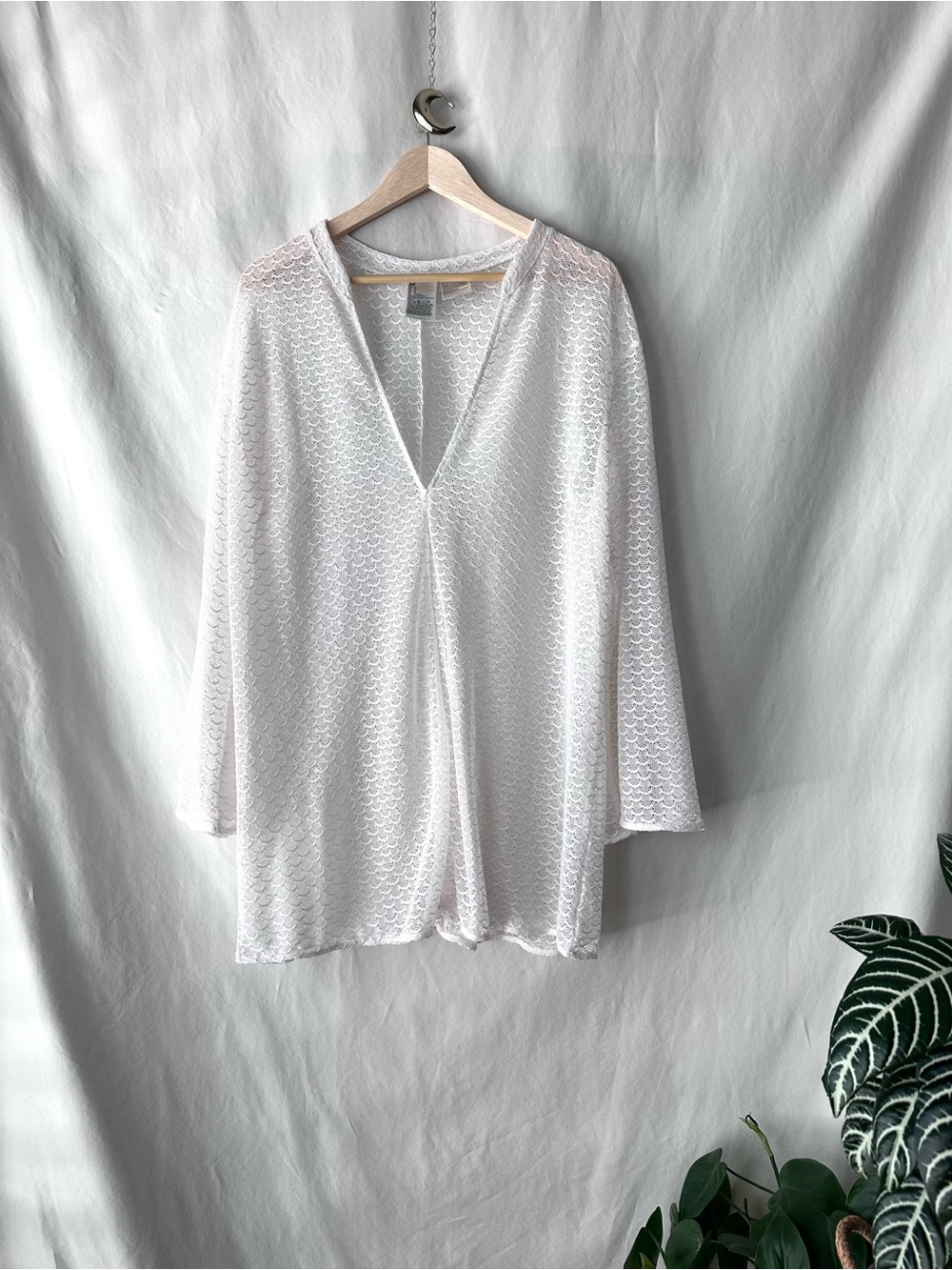 H&M White Semi-Sheer V-Neck Swim Cover-Up